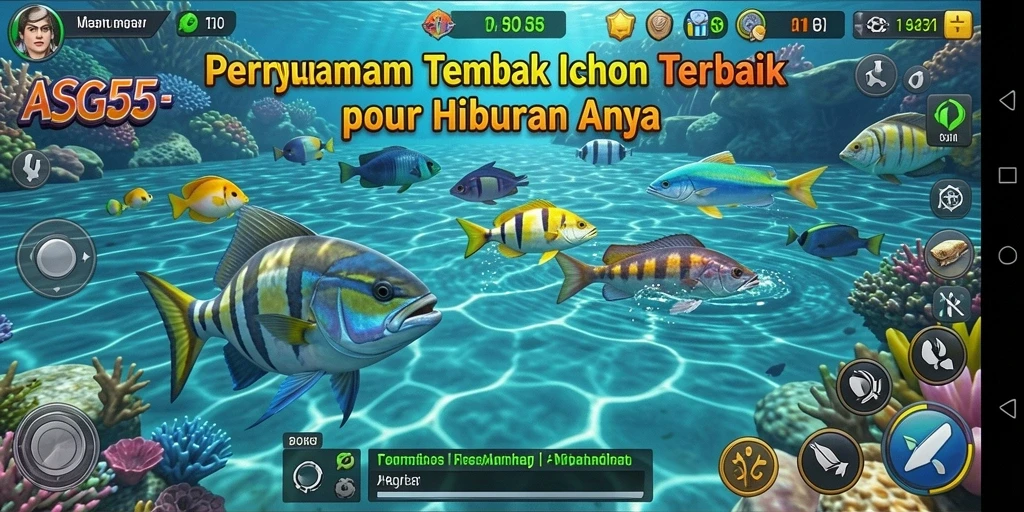 Screenshot gameplay ASG55 yang menampilkan aksi tembak ikan.