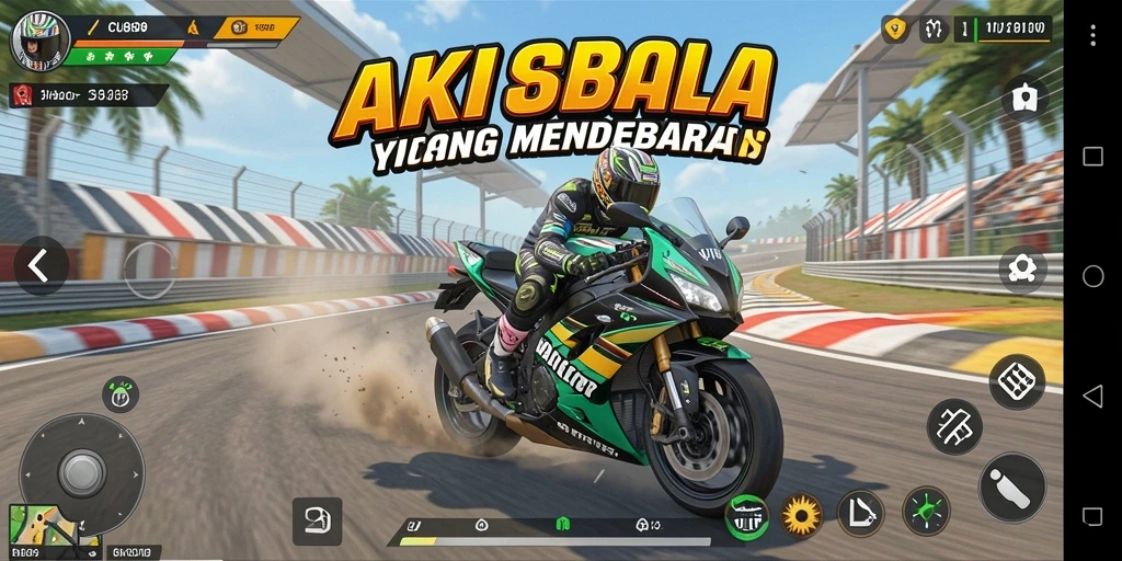 Gameplay balap motor yang seru dan mendebarkan.