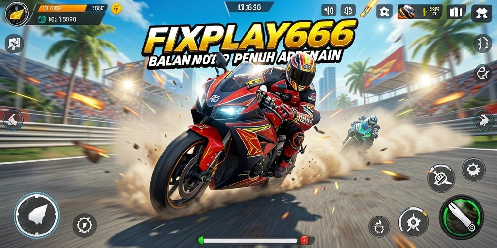 Gameplay FIXPLAY666 dengan balapan motor yang mendebarkan.