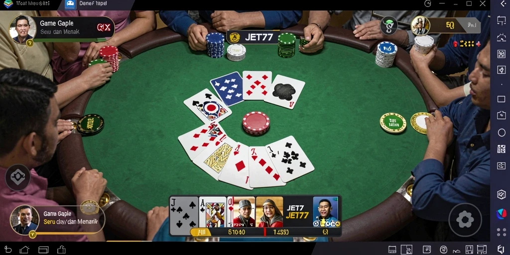 Screenshot gameplay JET77 menampilkan suasana seru permainan Gaple.