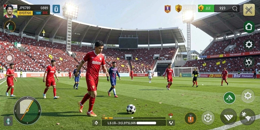 Tampilan gameplay seru dari JP6789 yang menampilkan aksi sepak bola.