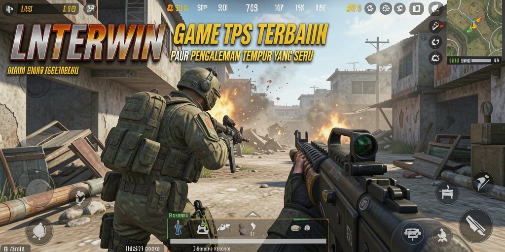 Screenshot LNTERWIN menampilkan aksi seru dalam gameplay TPS.