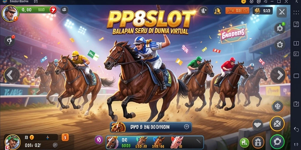 Screenshot gameplay PP8SLOT menunjukkan aksi balapan yang intens.