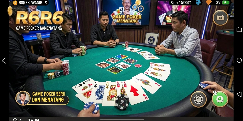 Screenshot gameplay R6R6 menampilkan aksi Poker yang seru.