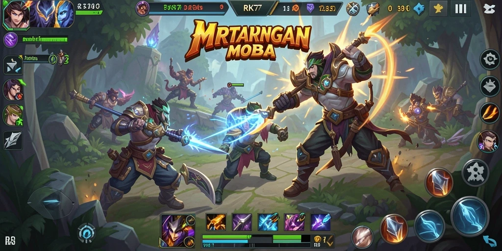 Gameplay RK77 dengan pertarungan intens dan strategi tim.