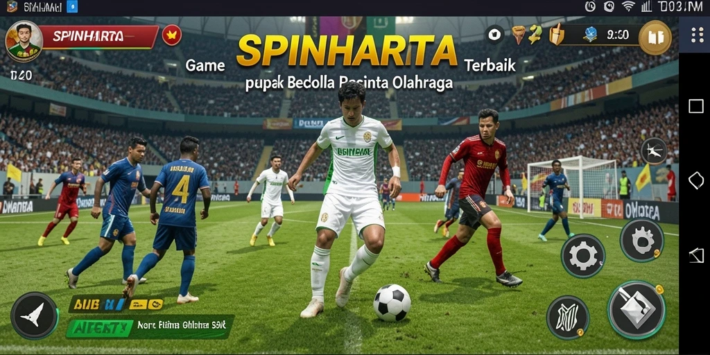 Screenshot menampilkan aksi pertandingan sepak bola yang seru.