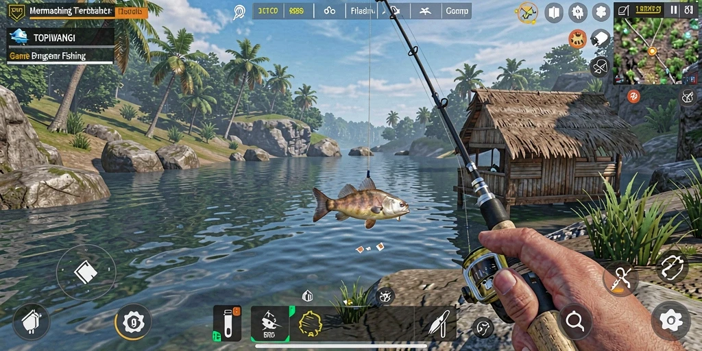 Tangkapan ikan epik dalam gameplay TOPIWANGI.